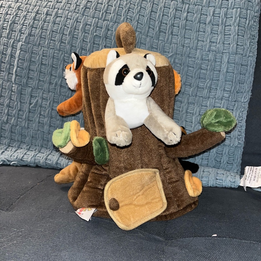 Plush Treehouse with Raccoon and Fox Stuffed Animals